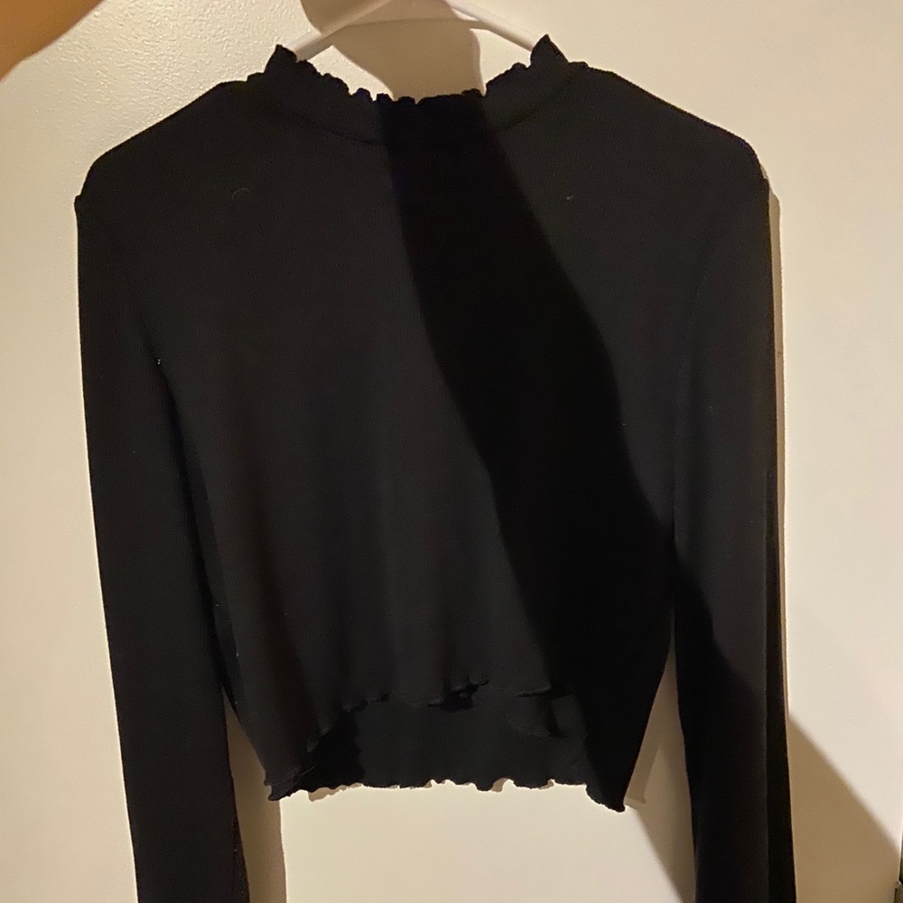 Long sleeve, mock neck, crop top